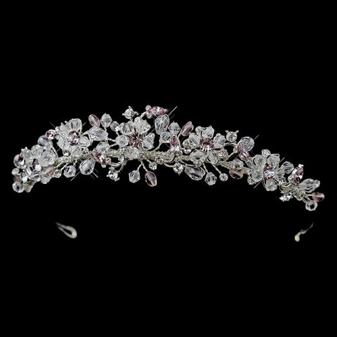 Silver Light Amethyst & Clear Swarovski Crystal Bridal Wedding Tiara Headpiece 8003