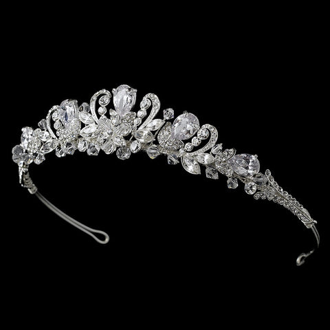 Cubic Zirconia Teardrop Bridal Wedding Tiara HP 8103