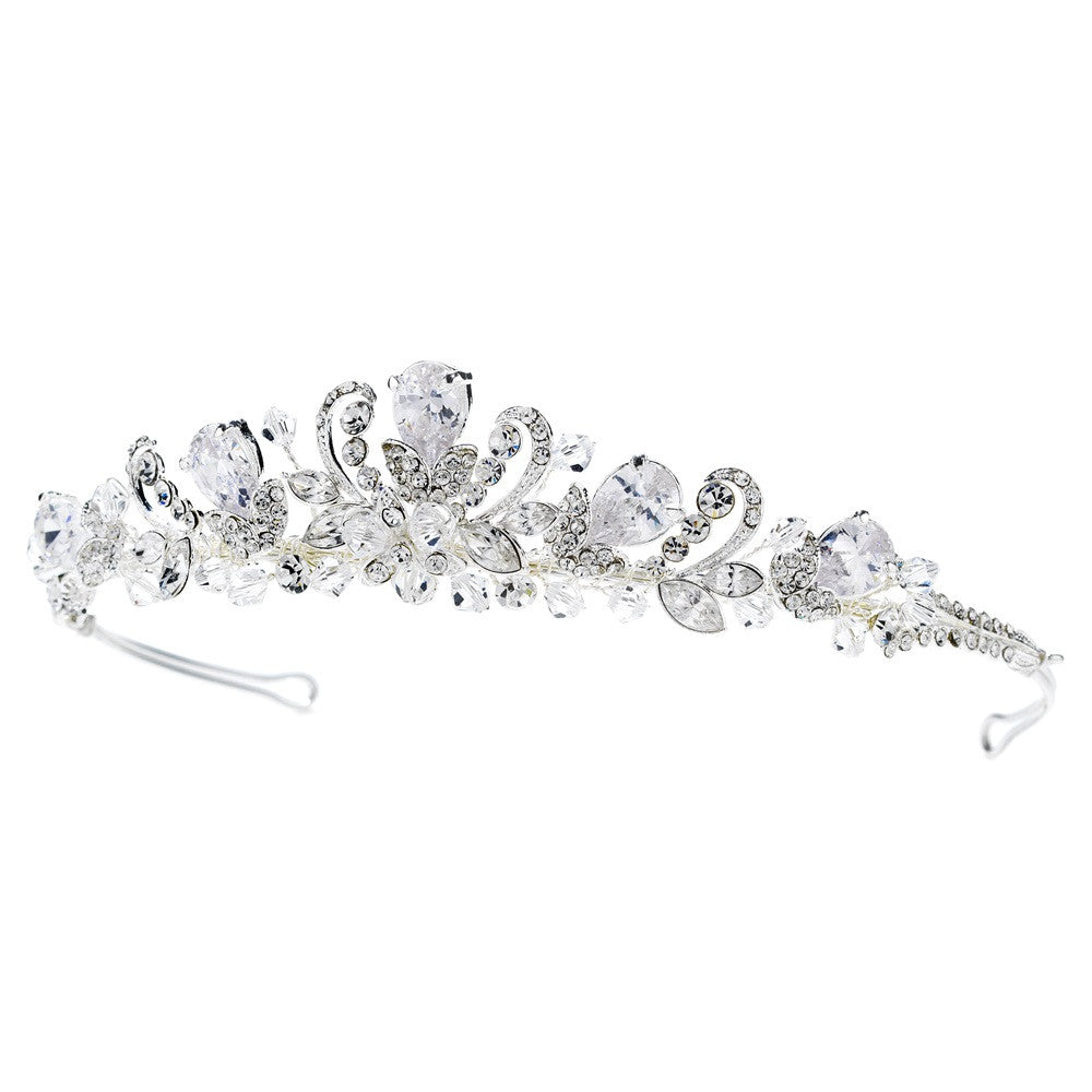 Cubic Zirconia Teardrop Bridal Wedding Tiara HP 8103