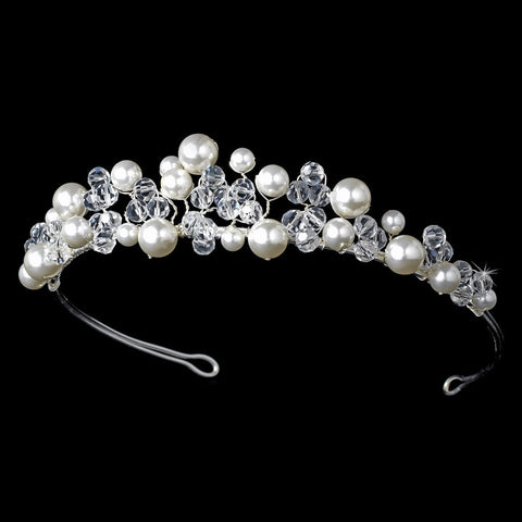 * Pearl & Swarovski Bridal Wedding Tiara HP 8135