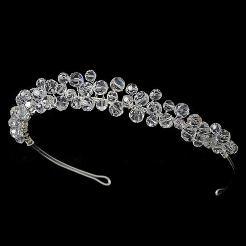 * Silver Clear Swarovski Bridal Wedding Headband HP 8143