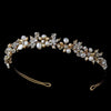 Freshwater Pearl & Crystal Gold Bridal Wedding Jewelry Set & Headband Set 8147