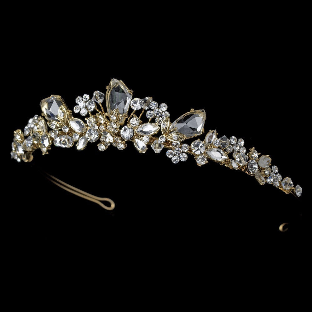 Gold Plated Swarovski Bridal Wedding Tiara HP 8237