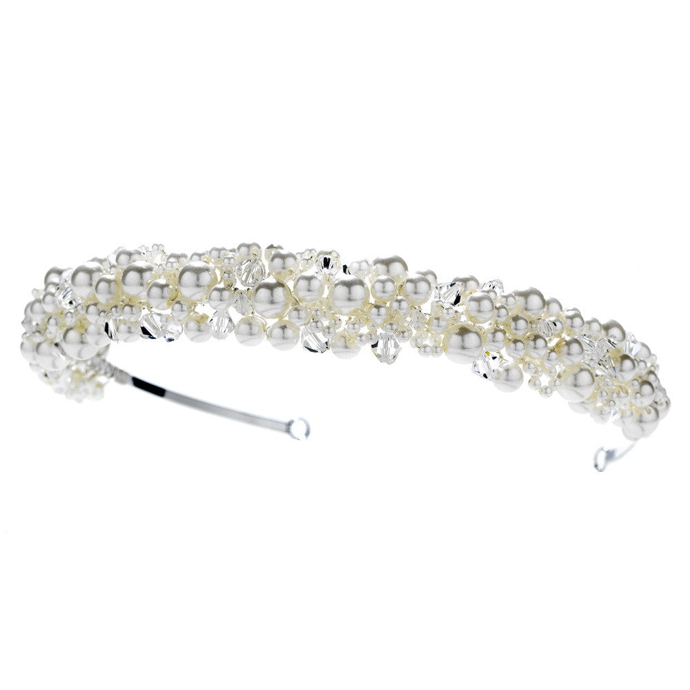 Pearl and Swarovski Crystal Bridal Wedding Headband HP 8308