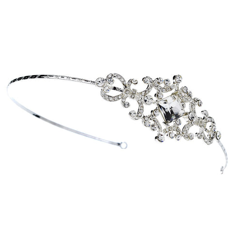 Silver Vintage Couture Rhinestone Bridal Wedding Side Accented Bridal Wedding Headband - HP 8335