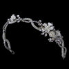 Antique Silver Ivory Bridal Wedding Headband with Flower Accents HP 8345