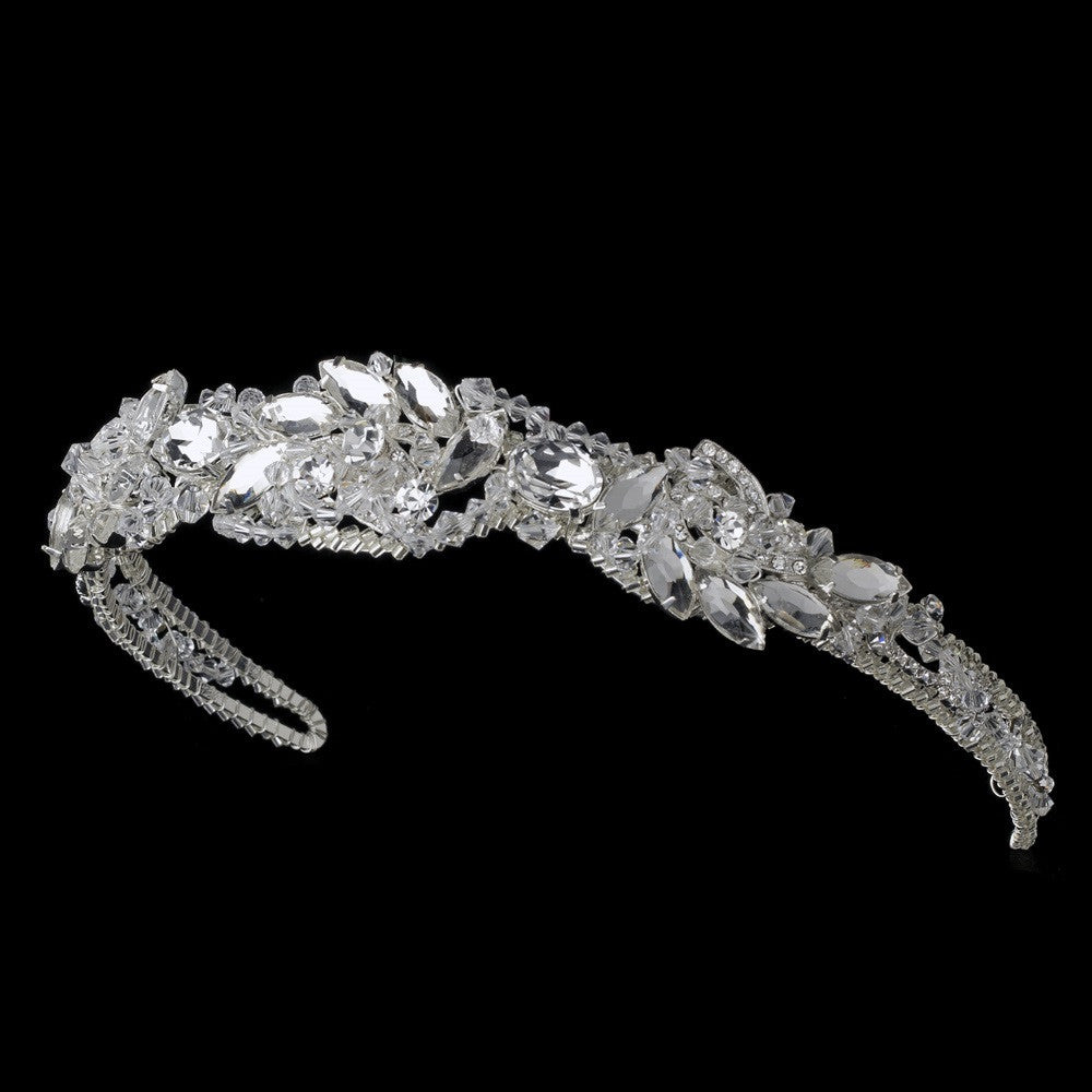 Silver Rhinestone Couture Sensation Bridal Wedding Headband - HP 8353