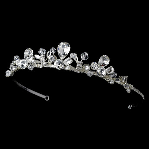 * Glamorous Silver Clear Crystal Bridal Wedding Tiara Headpiece 8393