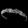 Floral Rhodium Flower Rhinestone Spray Headpiece - HP 8413 Silver