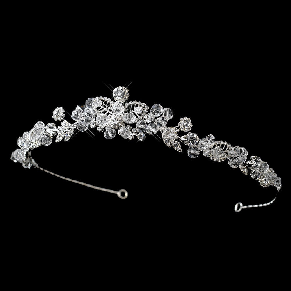 * Silver Clear Crystal & Rhinestone Bridal Wedding Tiara Headpiece 8430