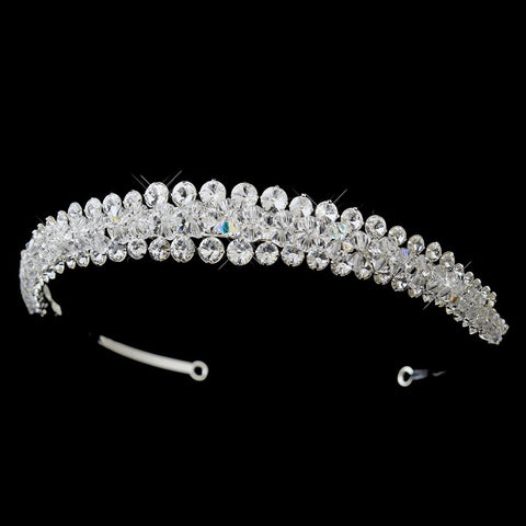 Silver Clear & AB Double Layer Swarovski Crystal Bridal Wedding Headband Headpiece 8433