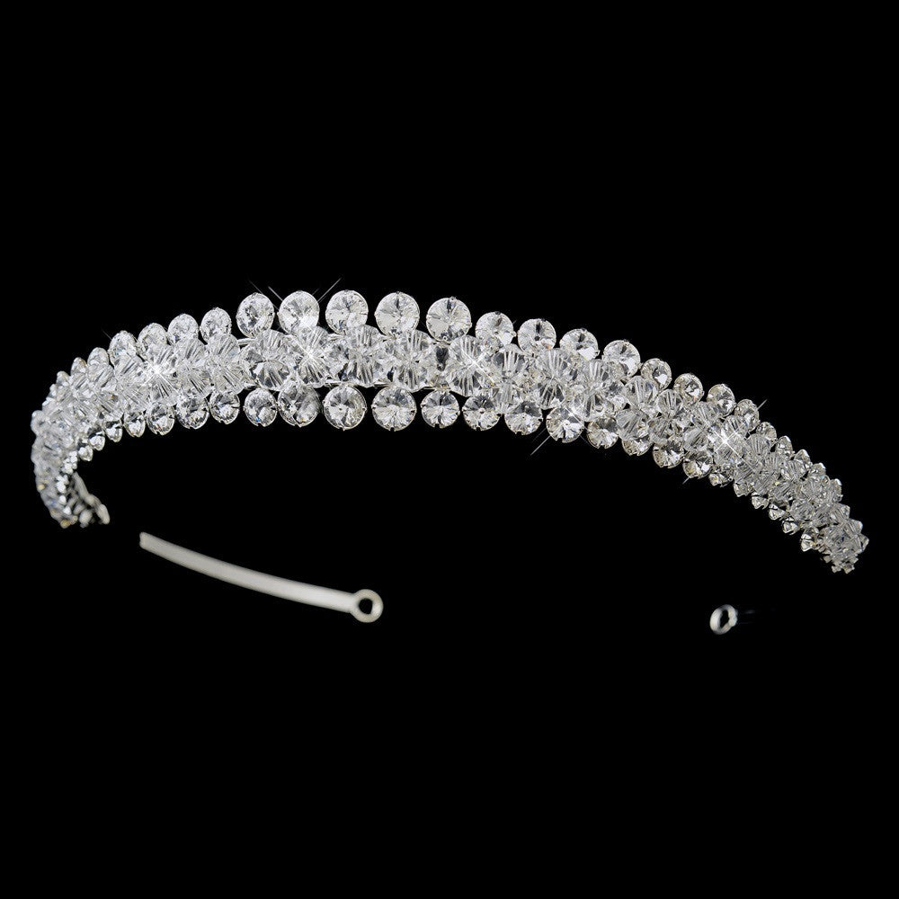 Silver Clear Double Layer Swarovski Crystal & Rhinestone Headpiece 8433