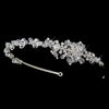 * Silver Clear Swarovski Crystal & Round Rhinestone Floral Side Accented Headpiece 8436