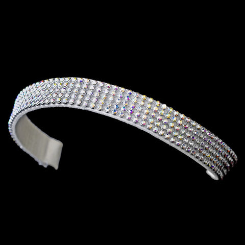 * Silver AB on Ivory w/ Black Strap Bridal Wedding Headband Headpiece 8459
