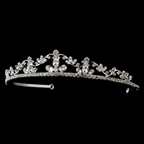 * Silver Clear Rhinestone Bridal Wedding Tiara Headpiece 901