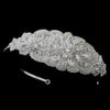 Silver Clear Beaded Crystal & Rhinestone Side Accented Fabric Headpiece 9036