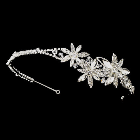 Triple Flower Accented Crystal Bridal Wedding Headband 910