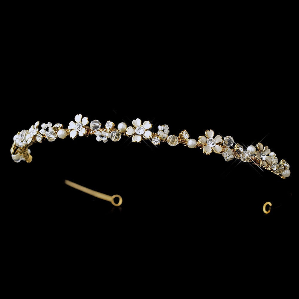 Pearl & Crystal Gold Headpiece 9152