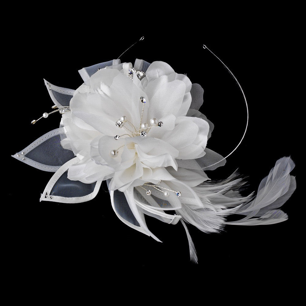 Ivory Side Accented Flower Bridal Wedding Headband HP 941