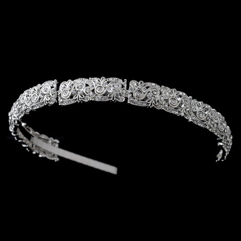 Silver Clear Filigree Bridal Wedding Headband 95