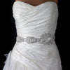Silver Clear Rhinestone & White Ribbon Bridal Wedding Belt or Bridal Wedding Headband 960