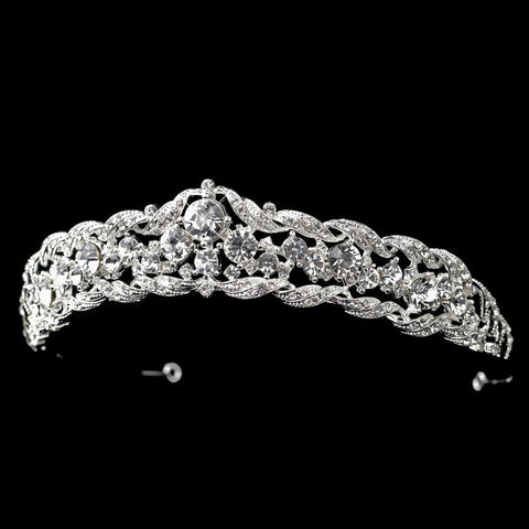 Silver Clear Rhinestone Bridal Wedding Tiara Headpiece 9601