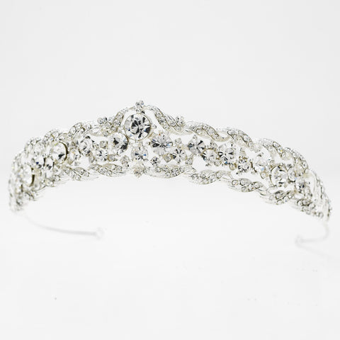 Silver Clear Rhinestone Bridal Wedding Tiara Headpiece 9601