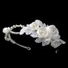 Ivory Floral Side Accented Bridal Wedding Headband in Silver 9624