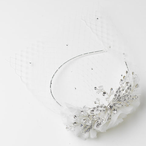 Intricate Side Accented Bridal Wedding Headband with Cage Bridal Wedding Veil Tulle Accent 9658
