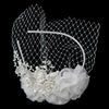 Elegant Ivory Floral Bridal Wedding Headband Blusher in Ivory Pearls & Sparkling Rhinestones 9661