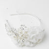 Elegant Ivory Floral Bridal Wedding Headband Blusher in Ivory Pearls & Sparkling Rhinestones 9661
