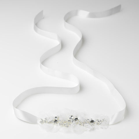 * Silver Ivory Lace & Rhinestone Accent Bridal Wedding Headband Headpiece 9665