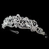 Silver Clear Swarovski Crystal Bead & Rhinestone Floral Swirl Bridal Wedding Tiara Headpiece 9712