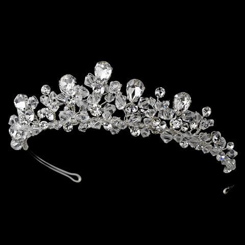 Fabulous Silver Clear Crystal Bridal Wedding Tiara Headpiece 9786