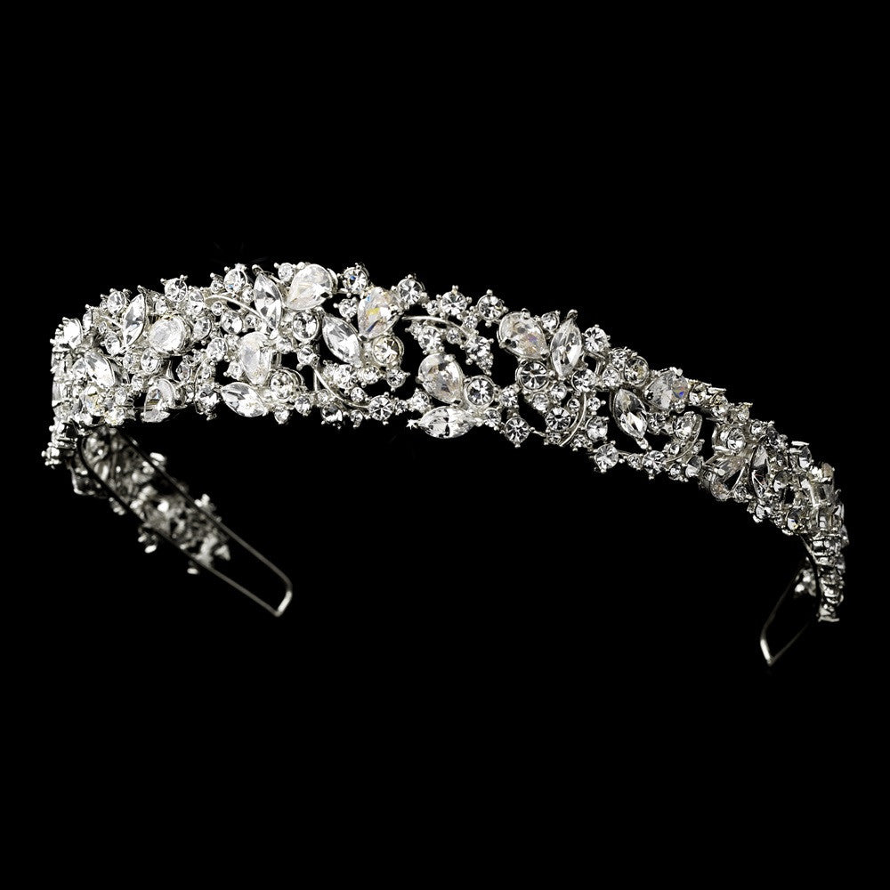 Majestic Silver Clear CZ Bridal Wedding Tiara 9821