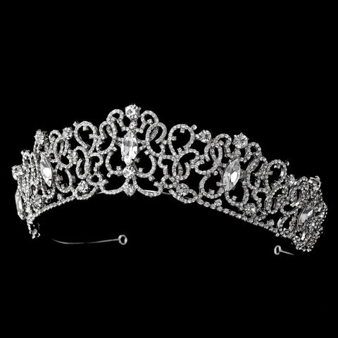 * Silver Clear Rhinestone Bridal Wedding Tiara Headpiece 9829