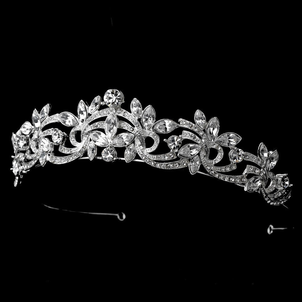 Elegant Silver Crystal Swirl Rhinestone Bridal Wedding Tiara HP 9833