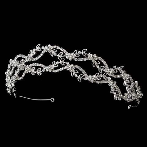 Dreamy Silver Clear Crystal Flower Headpiece 9837