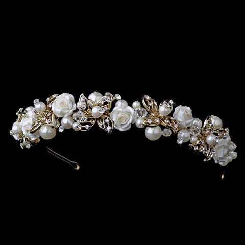 Gold Ivory Rum Pink Headpiece 9842