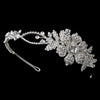 Charming Silver Side Accented Flower Headpiece w/ Clear Rhinestones & Austrian Crystals 9853