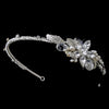 Silver Ivory Pearl & Clear Rhinestone Side Accented Bridal Wedding Headband Headpiece 9990