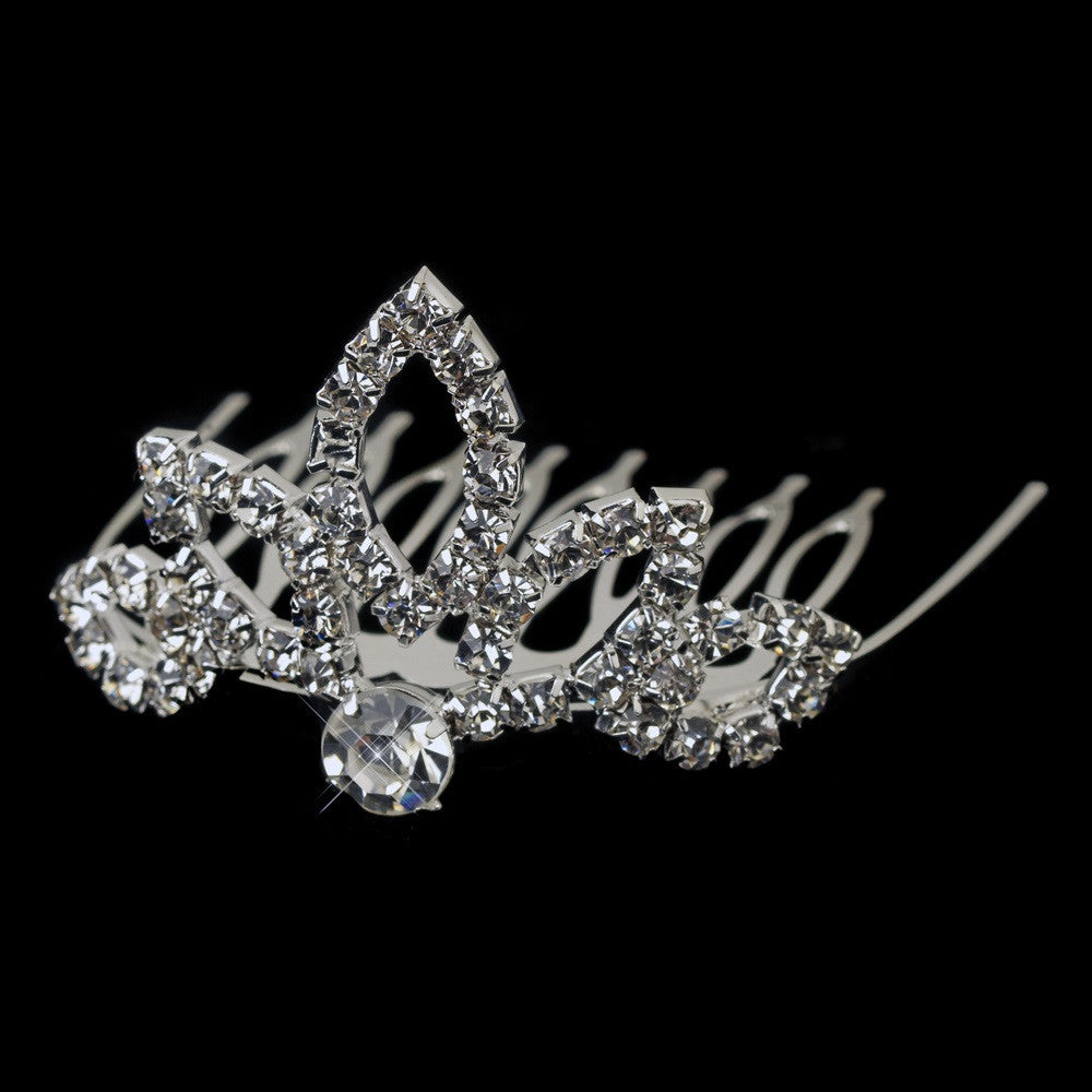 * Child's Silver Clear Clear Rhinestone Bridal Wedding Tiara Headpiece 688