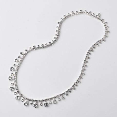 Silver Clear Crystal Bridal Wedding Hair Headband Jewelry Necklace 10010
