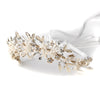 Light Gold Floral Vintage Vine Bridal Wedding Bun Wrap Headpiece 10003 with Satin Ribbon