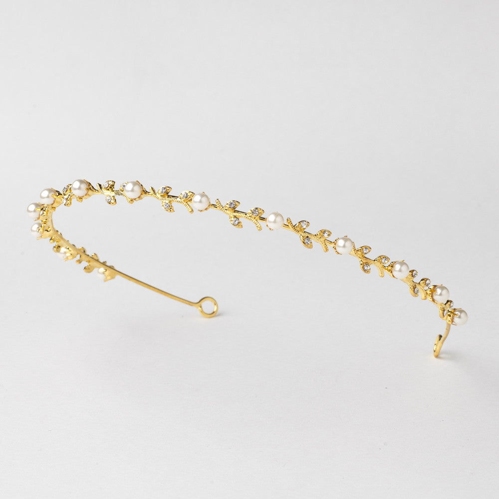 Headpiece 1002 Gold Ivory Crystal Floral Bridal Wedding Headband Bridal Wedding Tiara