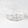 Sheer Ivory Ribbon Flower Heart Bridal Wedding Headband with Rhinestones 3458