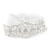 Sheer Ivory Ribbon Heart Bridal Wedding Headband with Rhinestones 3460