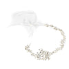 Silver Clear Rhinestone & White Enameled Floral Accent Bridal Wedding Ivory Headband 3817