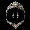 Gold Freshwater Pearl Jewelry & Bridal Wedding Tiara Set 7825