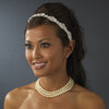 * Pearl Ribbon Style Bridal Wedding Headband HP 8207 White